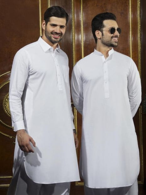 Gul Ahmed Pure White Chairmain Latha Unstitched Suit for Men - FaisalFabrics.pk