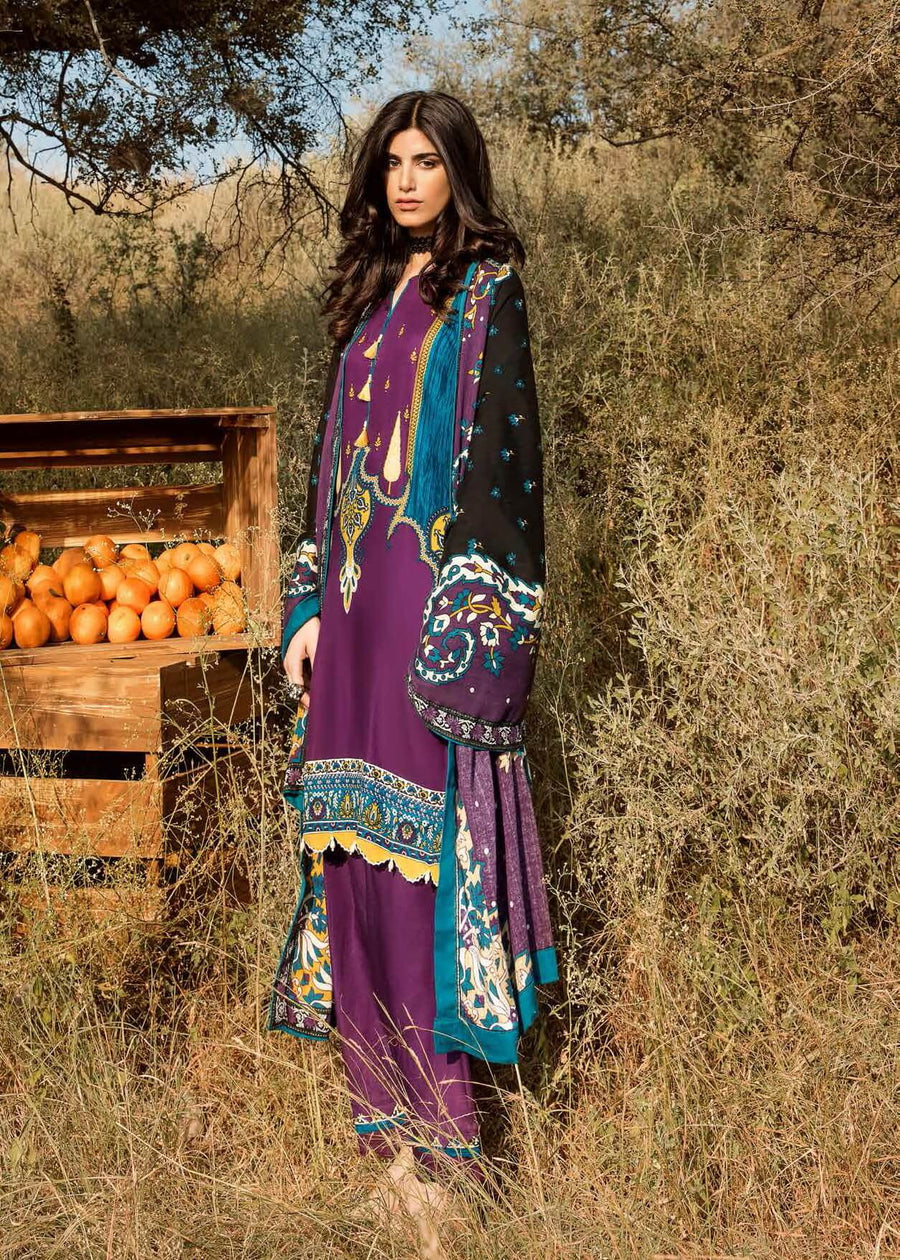 GulAhmed 3 PC Unstitched Linen Suit with Silk Karandi Shawl KP-01 - FaisalFabrics.pk