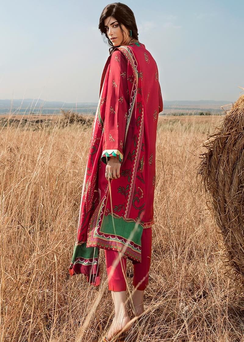 GulAhmed 3 PC Unstitched Linen Suit with Silk Karandi Shawl KP-04 - FaisalFabrics.pk