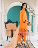 HemStitch Arzu Embroidered Luxury Lawn Unstitched 3Pc Suit HA-01 Marigold