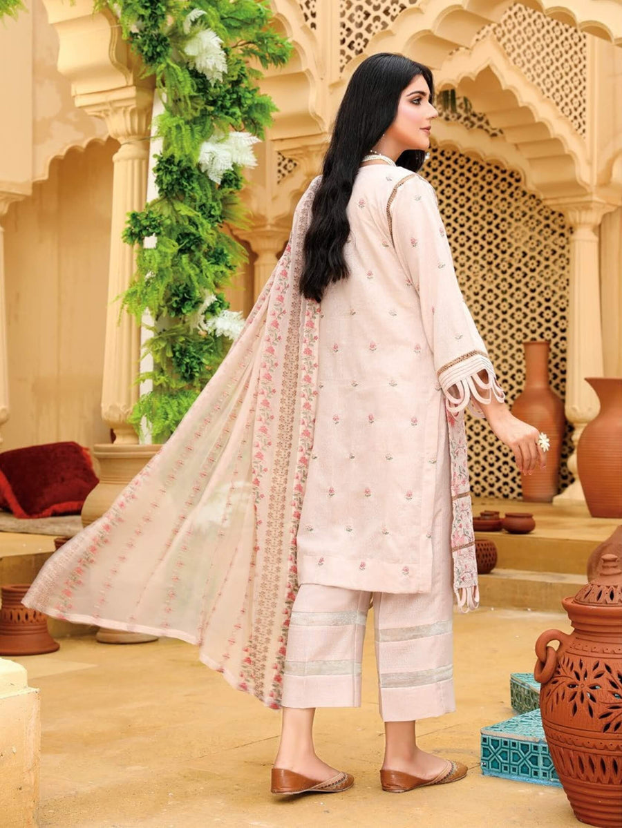 Embroidered Chikankari Karandi Unstitched 3Pc Suit D-03