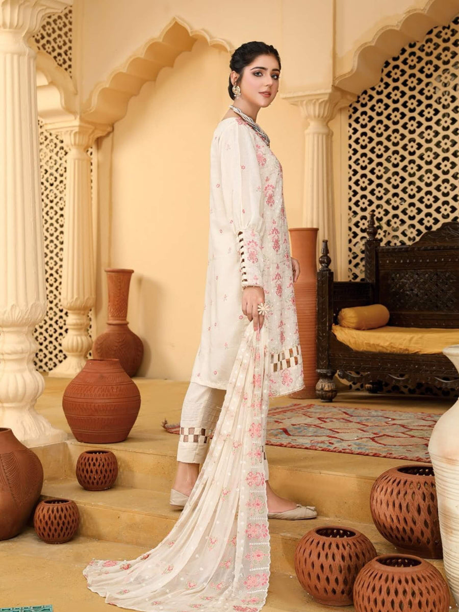 Embroidered Chikankari Karandi Unstitched 3Pc Suit D-06