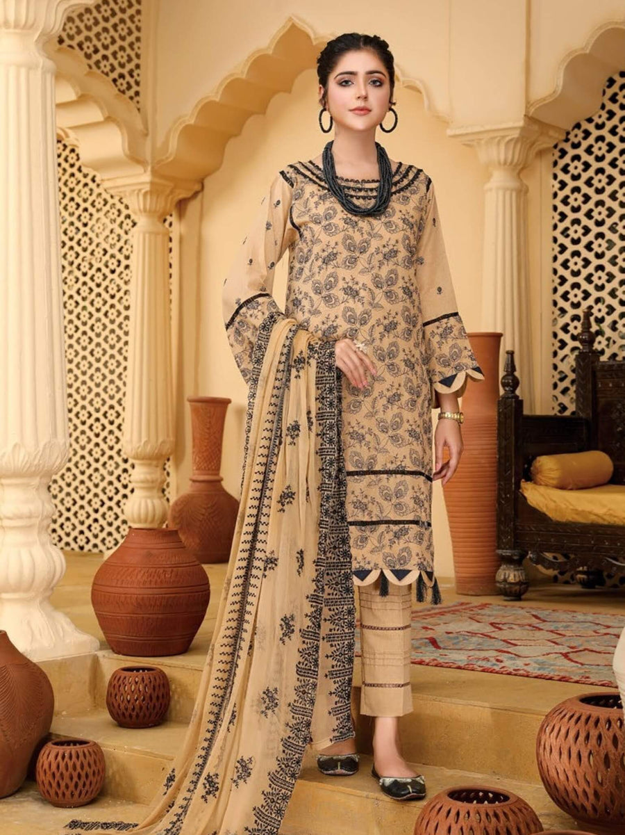 Embroidered Chikankari Karandi Unstitched 3Pc Suit D-07