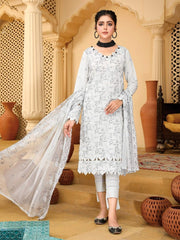 Embroidered Chikankari Karandi Unstitched 3Pc Suit D-08