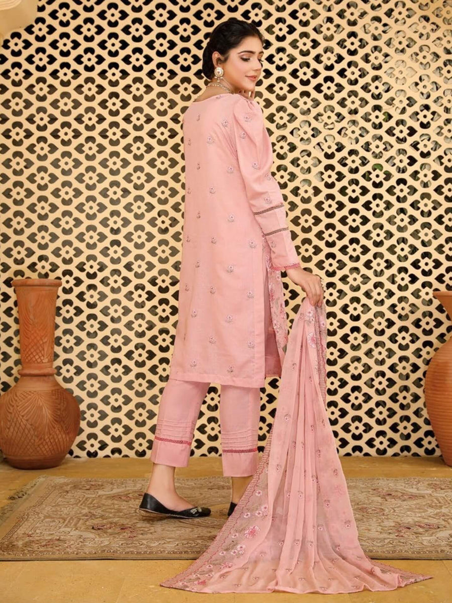 Embroidered Chikankari Karandi Unstitched 3Pc Suit D-09