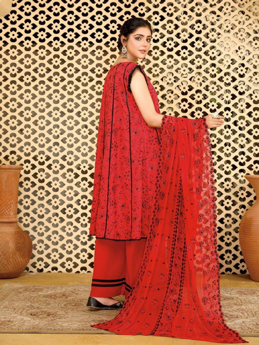 Embroidered Chikankari Karandi Unstitched 3Pc Suit D-10