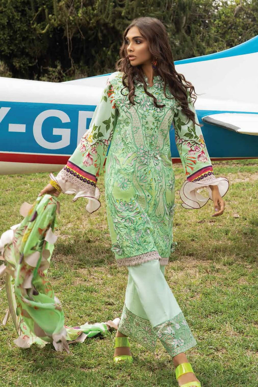 Mushq Hemline Lawn 2021 Unstitched 3Pc Suit MLL21-14 Spring Bud - FaisalFabrics.pk