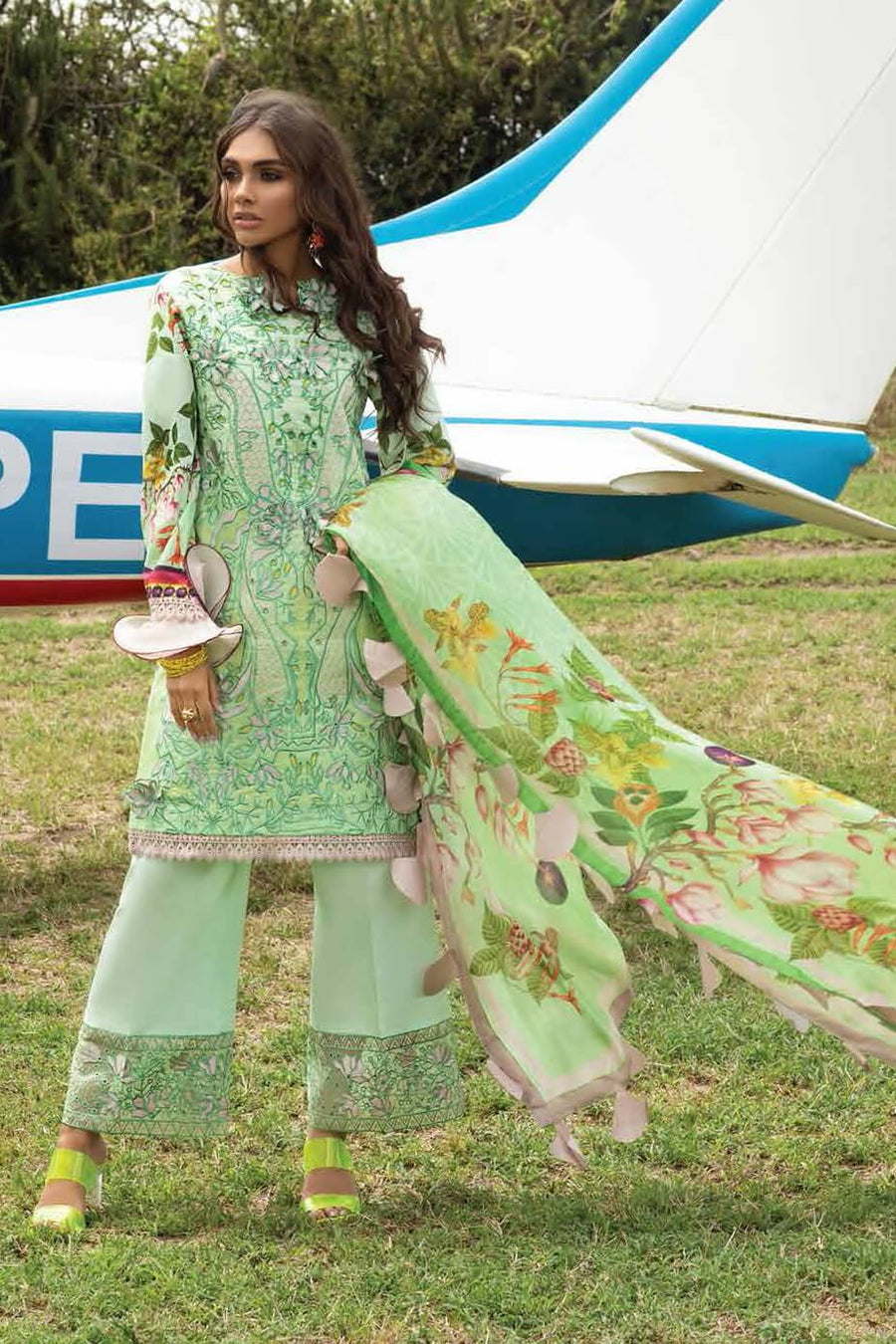 Mushq Hemline Lawn 2021 Unstitched 3Pc Suit MLL21-14 Spring Bud - FaisalFabrics.pk