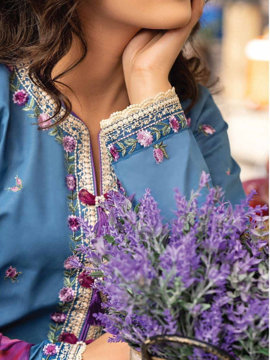 Hemline by Mushq Tesoro Embroidered Lawn Unstitched 3Pc Suit HML23-1A