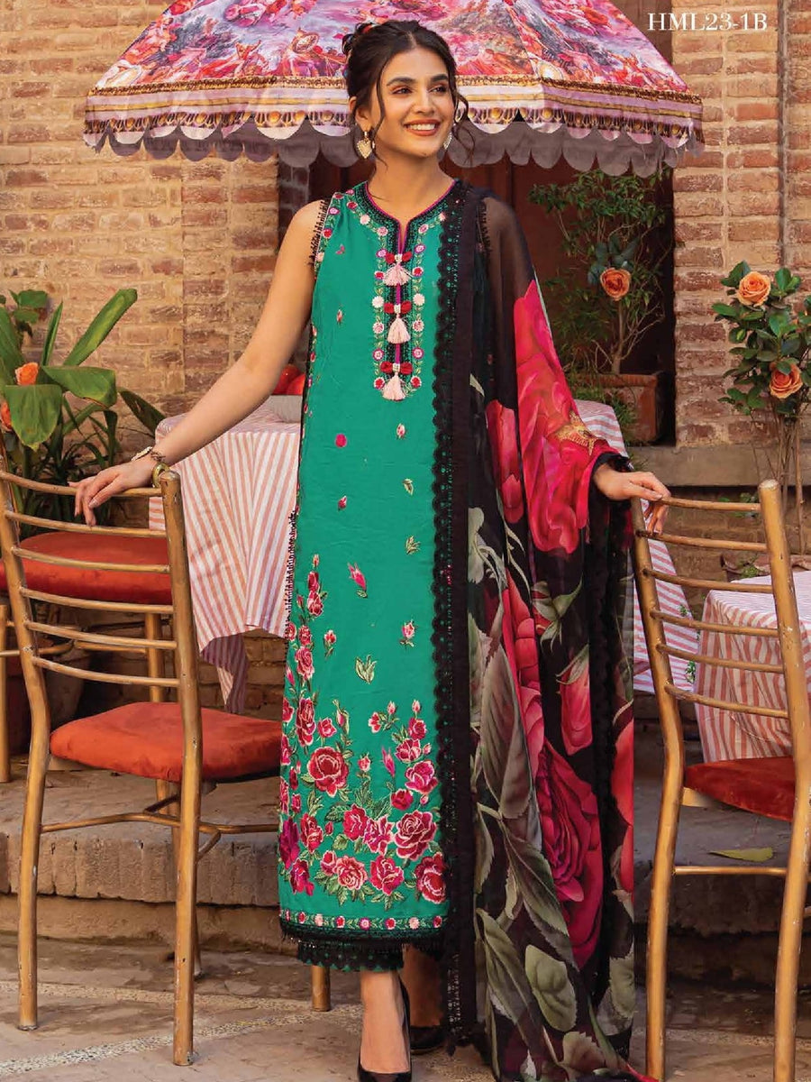 Hemline by Mushq Tesoro Embroidered Lawn Unstitched 3Pc Suit HML23-1B