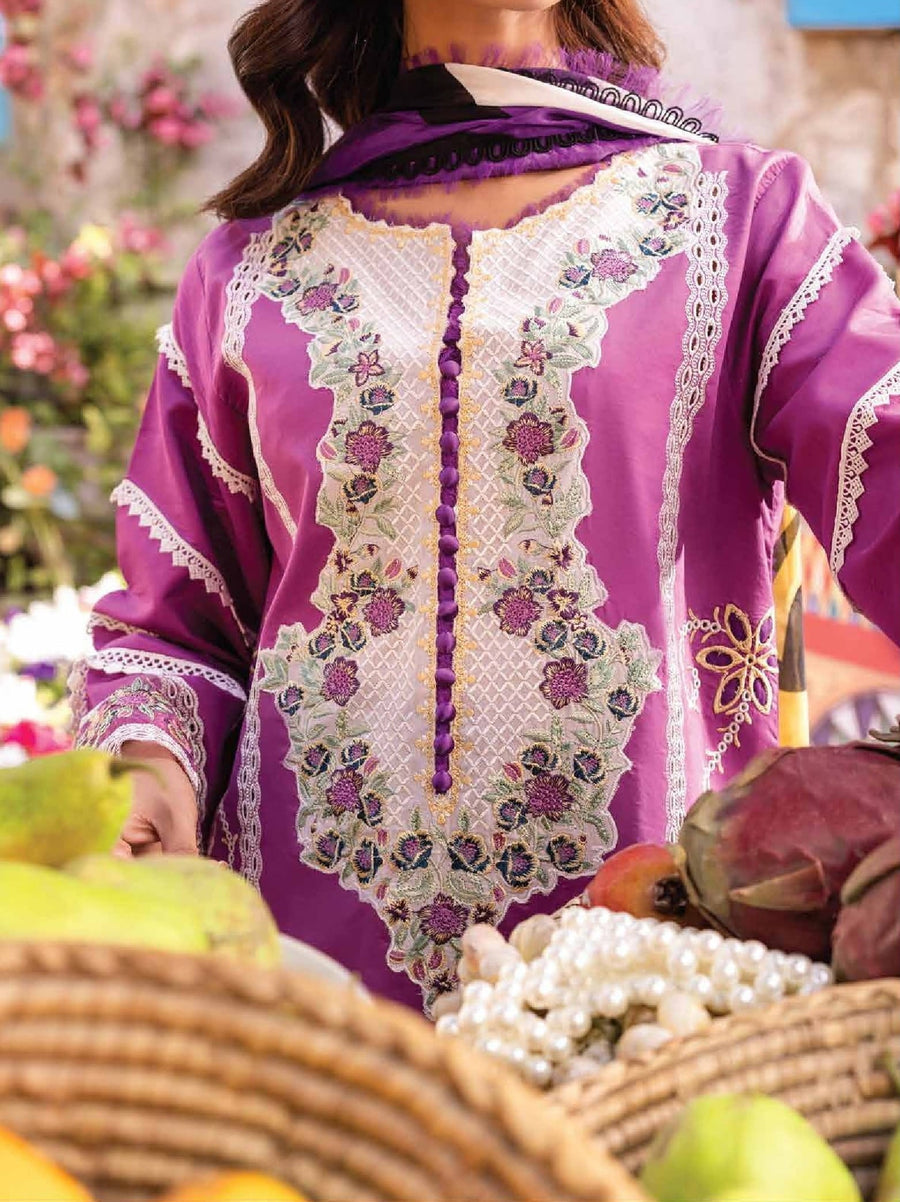 Hemline by Mushq Tesoro Embroidered Lawn Unstitched 3Pc Suit HML23-2A