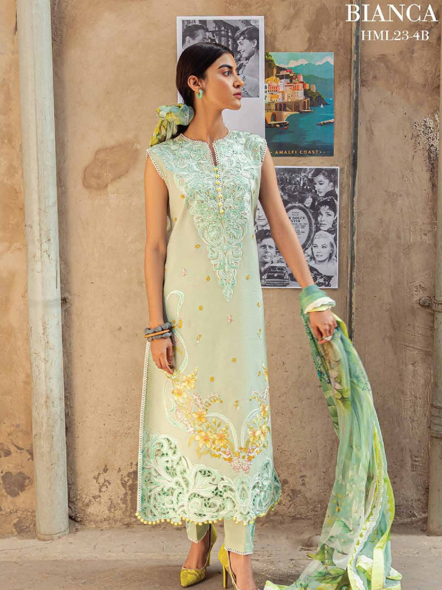 Hemline by Mushq Tesoro Embroidered Lawn Unstitched 3Pc Suit HML23-4B