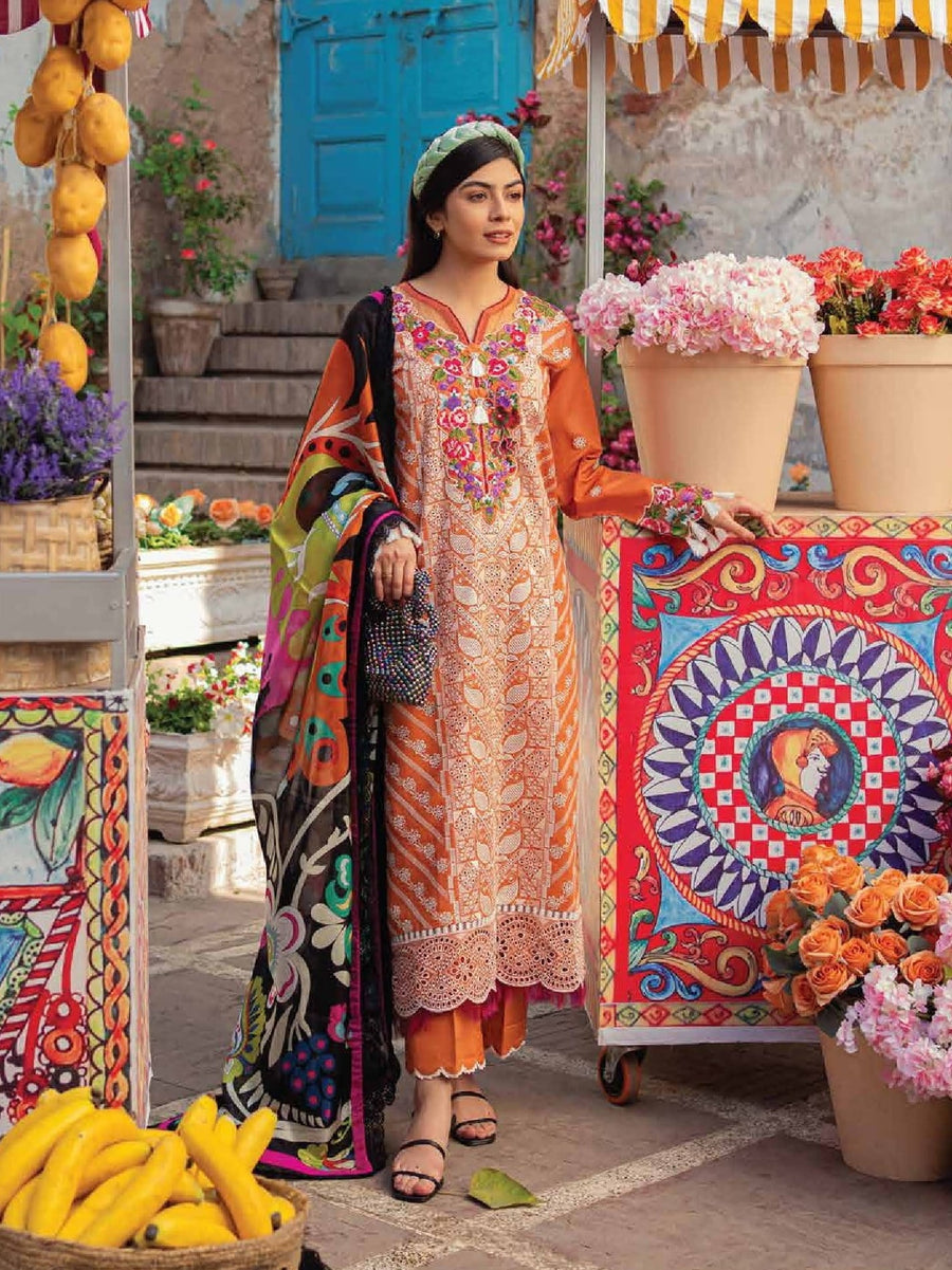 Hemline by Mushq Tesoro Embroidered Lawn Unstitched 3Pc Suit HML23-8A