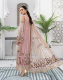 HemStitch Luxury Festive Unstitched Embroidered Net 3Pc Suit - Hiral