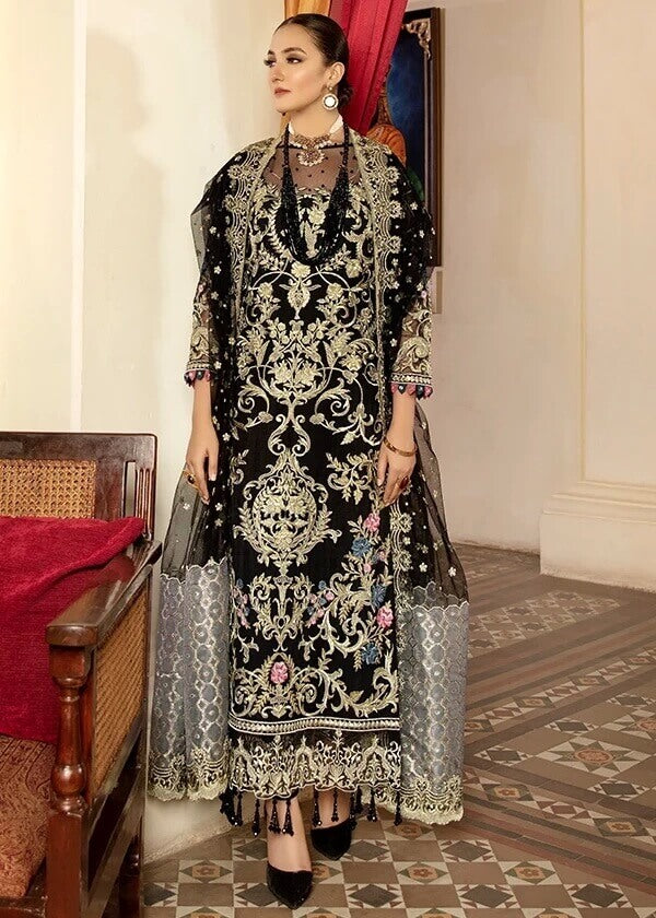 Imrozia Premium Regence Wedding Collection 3pc Suit I-122 Black Royaute - FaisalFabrics.pk