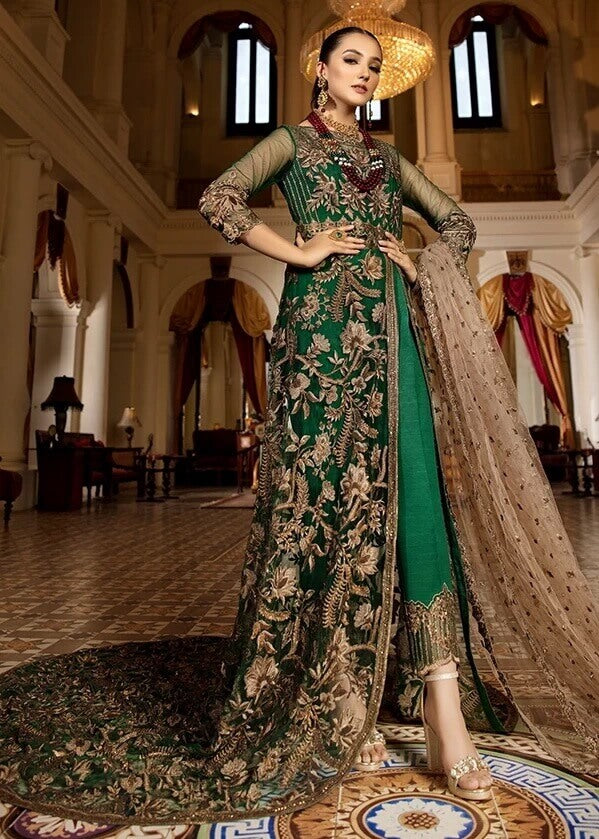 Imrozia Premium Regence Wedding Collection 3pc Suit I-124 Emeraude - FaisalFabrics.pk