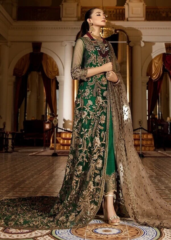 Imrozia Premium Regence Wedding Collection 3pc Suit I-124 Emeraude - FaisalFabrics.pk
