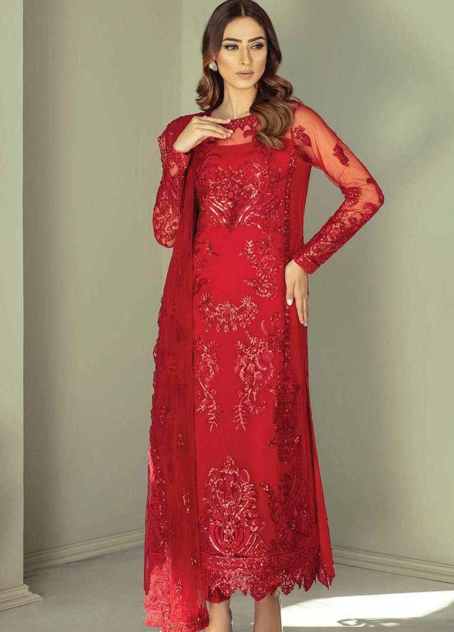 Pour Epoque Fois by Imrozia Premium Embroidered 3 Piece Net Suit I-132 - FaisalFabrics.pk