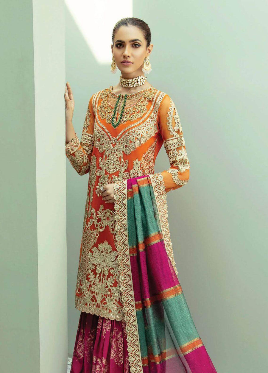Pour Epoque Fois by Imrozia Premium Embroidered 3 Piece Net Suit I-136 - FaisalFabrics.pk