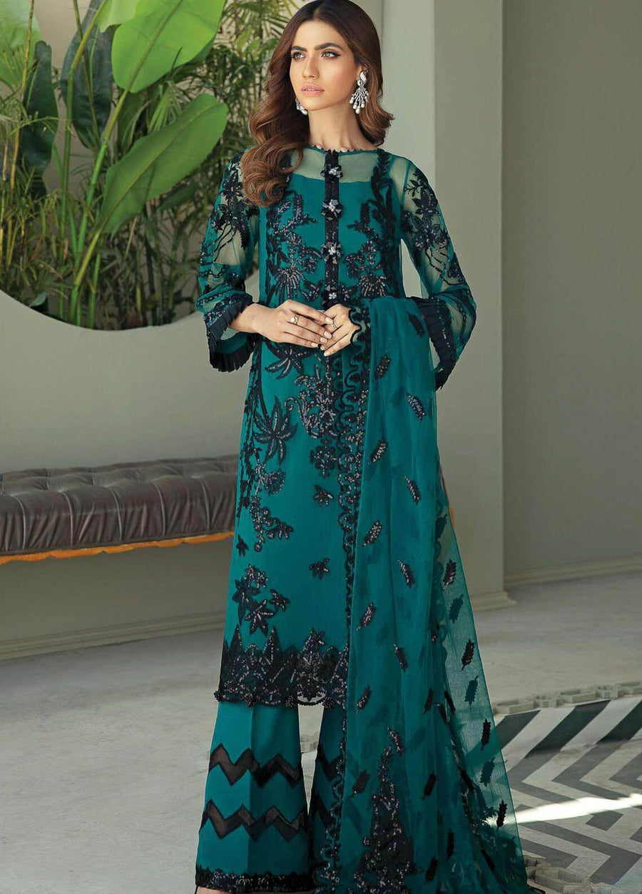 Pour Epoque Fois by Imrozia Premium Embroidered 3 Piece Net Suit I-138 - FaisalFabrics.pk