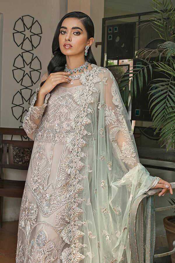 Suraj Ghar by Imrozia Premium Embroidery Chiffon 3Pc Suit I-139 Aayna - FaisalFabrics.pk