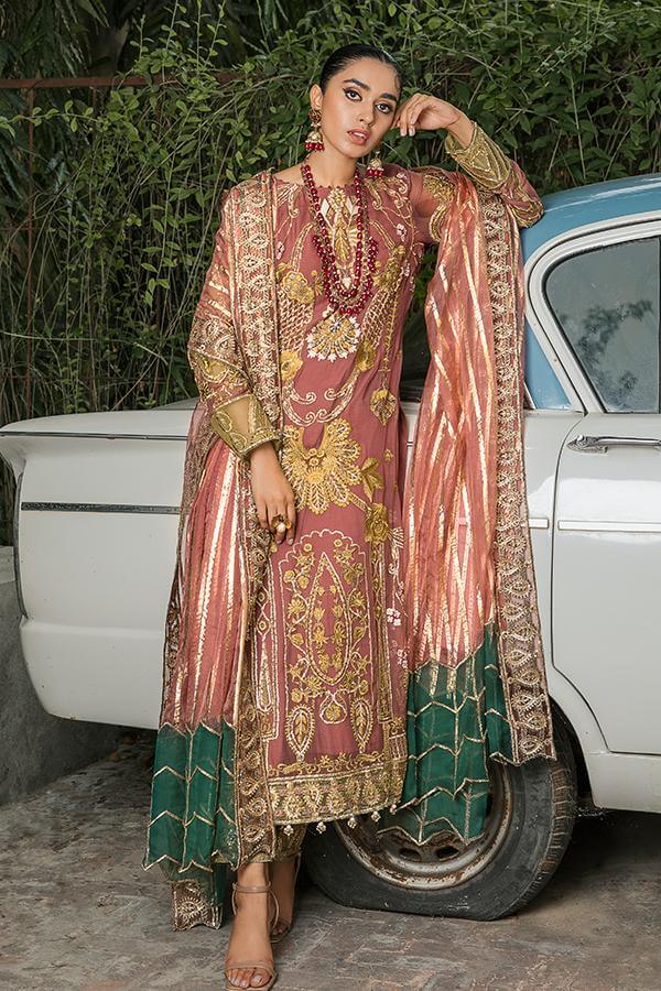 Suraj Ghar by Imrozia Premium Embroidery Chiffon 3Pc Suit I-140 Mumtaz - FaisalFabrics.pk