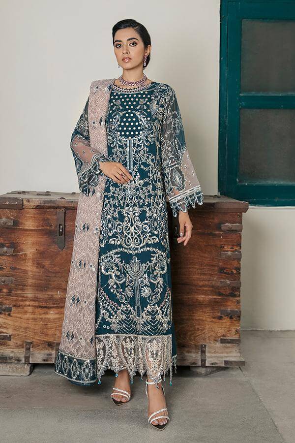 Suraj Ghar by Imrozia Premium Embroidery Chiffon 3Pc Suit I-142 Zohra - FaisalFabrics.pk