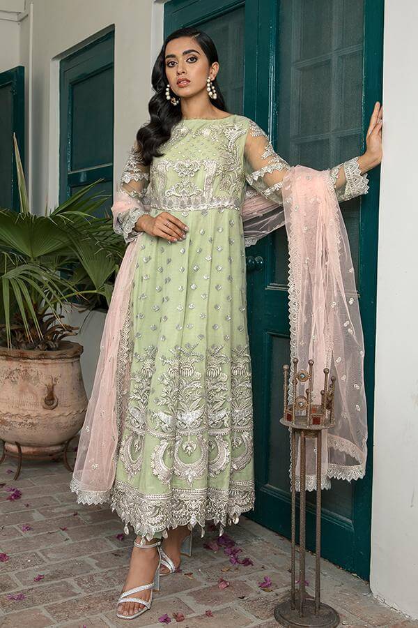 Suraj Ghar by Imrozia Premium Embroidery Chiffon 3Pc Suit I-143 Gul Bano - FaisalFabrics.pk
