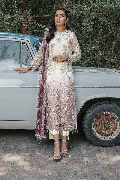 Suraj Ghar by Imrozia Premium Embroidery Chiffon 3Pc Suit I-145 Ambreeen - FaisalFabrics.pk