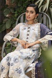 Suraj Ghar by Imrozia Premium Embroidery Chiffon 3Pc Suit I-147 Surmai Bahar - FaisalFabrics.pk