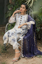 Suraj Ghar by Imrozia Premium Embroidery Chiffon 3Pc Suit I-147 Surmai Bahar - FaisalFabrics.pk