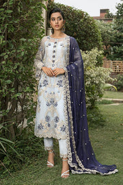 Suraj Ghar by Imrozia Premium Embroidery Chiffon 3Pc Suit I-147 Surmai Bahar - FaisalFabrics.pk