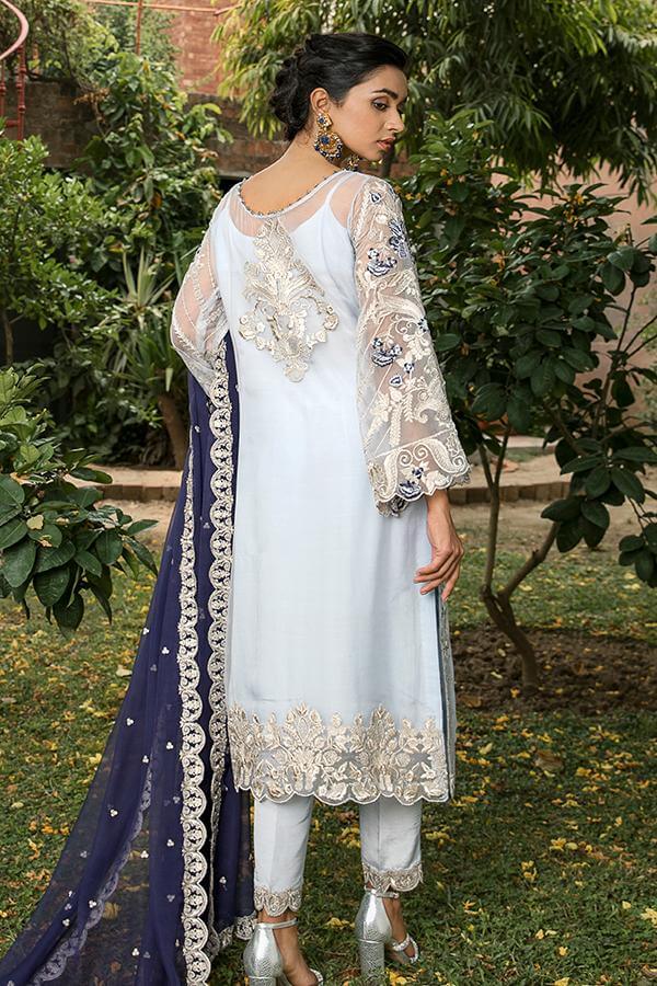 Suraj Ghar by Imrozia Premium Embroidery Chiffon 3Pc Suit I-147 Surmai Bahar - FaisalFabrics.pk