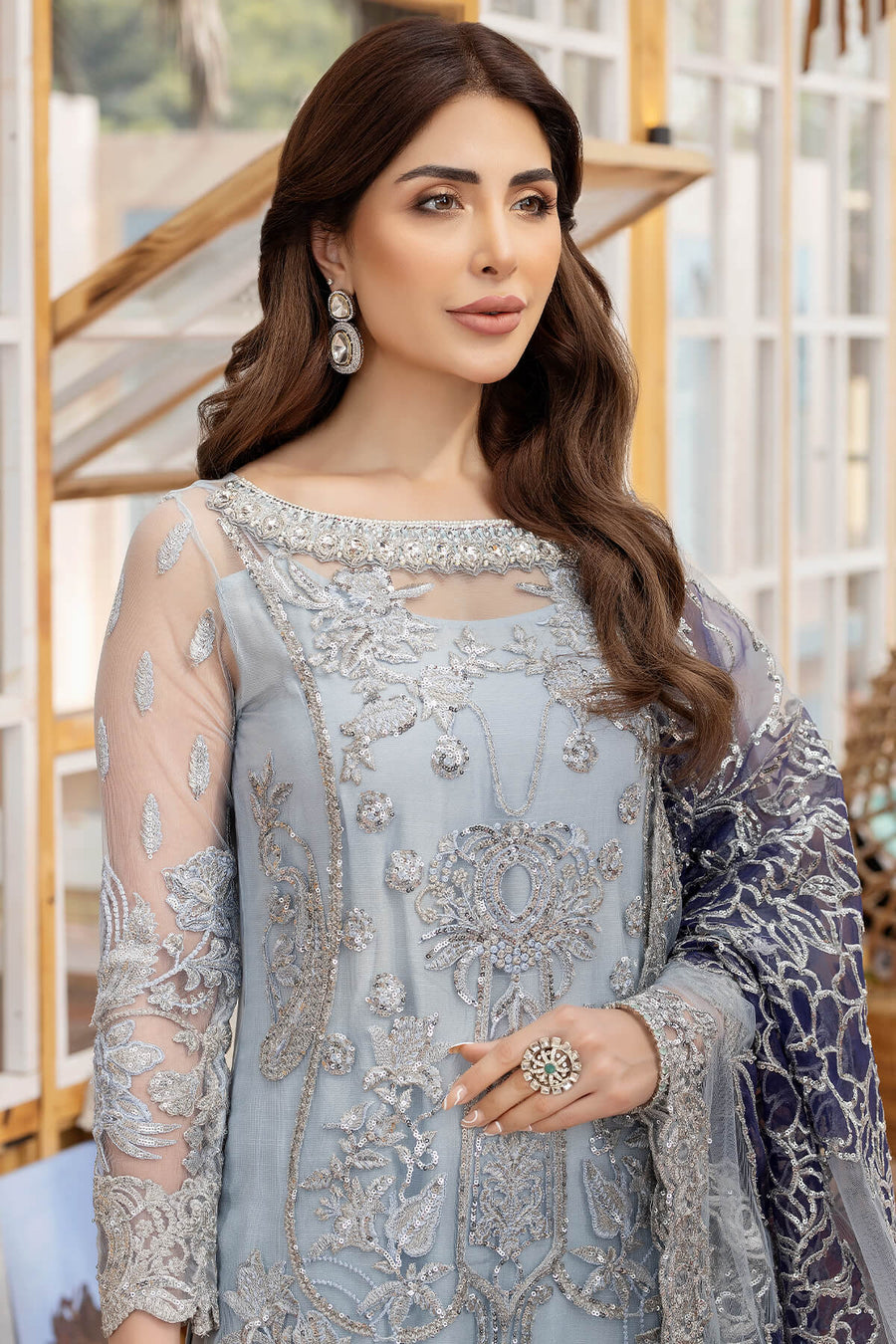 Imrozia Le Etincelle Unstitched Embroidered Net Suit I-169 ESMERALDA