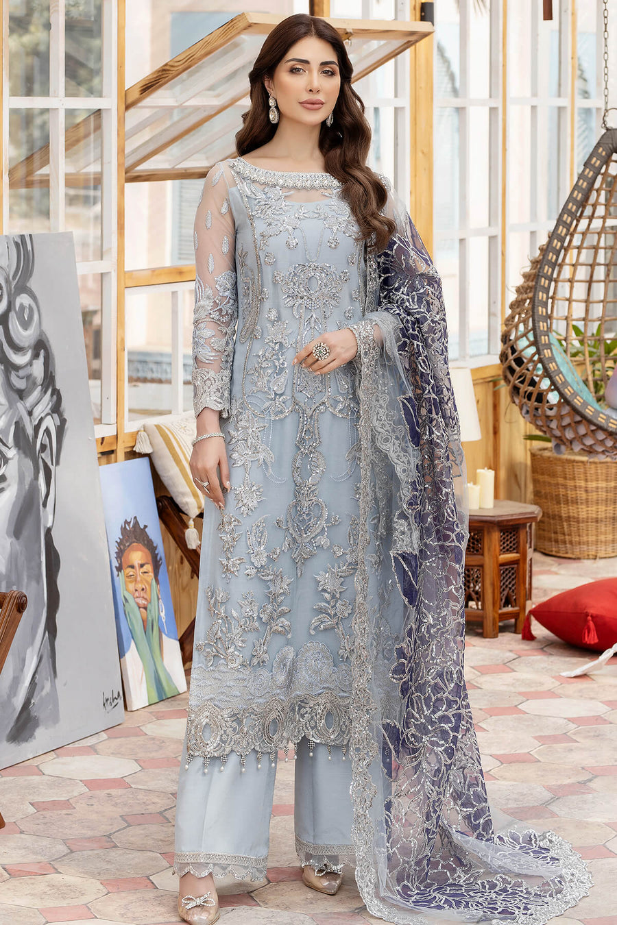 Imrozia Le Etincelle Unstitched Embroidered Net Suit I-169 ESMERALDA