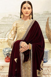 Imrozia Premium Embroidery La-Heritage Velvet 3PC SuitI.V-01 Garnet Dorée - FaisalFabrics.pk