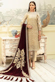 Imrozia Premium Embroidery La-Heritage Velvet 3PC SuitI.V-01 Garnet Dorée - FaisalFabrics.pk