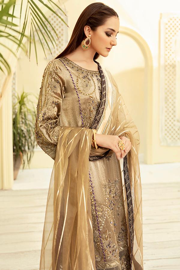 Imrozia Premium Embroidery La-Heritage Velvet 3PC Suit I.V-04 Dusky Garden - FaisalFabrics.pk