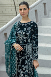 De Velour by Imrozia Premium Embroidered Velvet Suit I.V-11 Jade