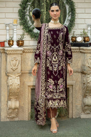 De Velour by Imrozia Premium Embroidered Velvet Suit I.V-13 Charoite