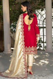 De Velour by Imrozia Premium Embroidered Velvet Suit I.V-14 Blood Stone