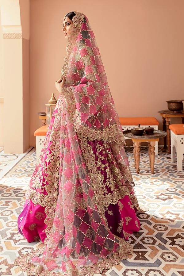 Imrozia Brides Formal Wedding Unstitched 3Pc Suit IB-09 Fuchsia Glam - FaisalFabrics.pk