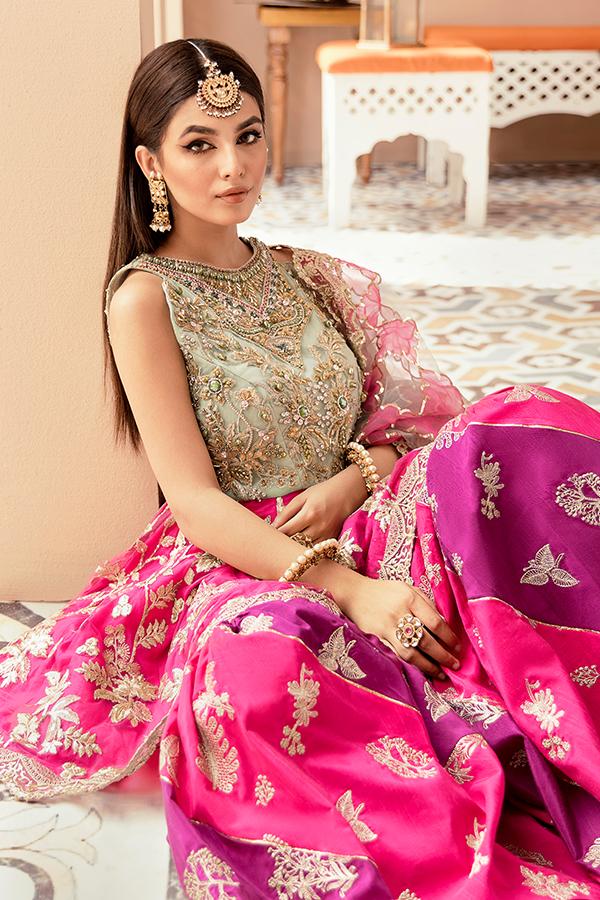 Imrozia Brides Formal Wedding Unstitched 3Pc Suit IB-09 Fuchsia Glam - FaisalFabrics.pk