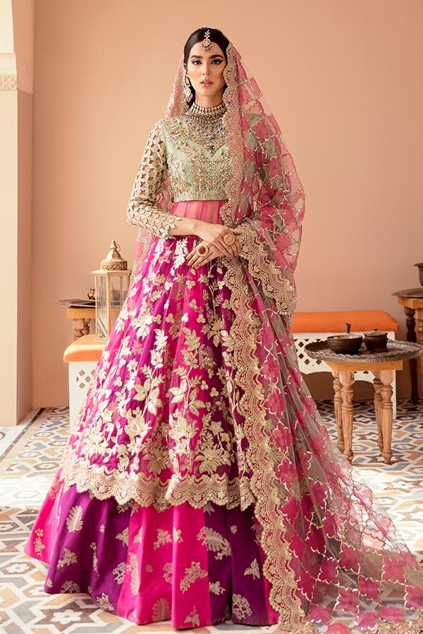 Imrozia Brides Formal Wedding Unstitched 3Pc Suit IB-09 Fuchsia Glam - FaisalFabrics.pk