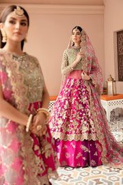 Imrozia Brides Formal Wedding Unstitched 3Pc Suit IB-09 Fuchsia Glam - FaisalFabrics.pk
