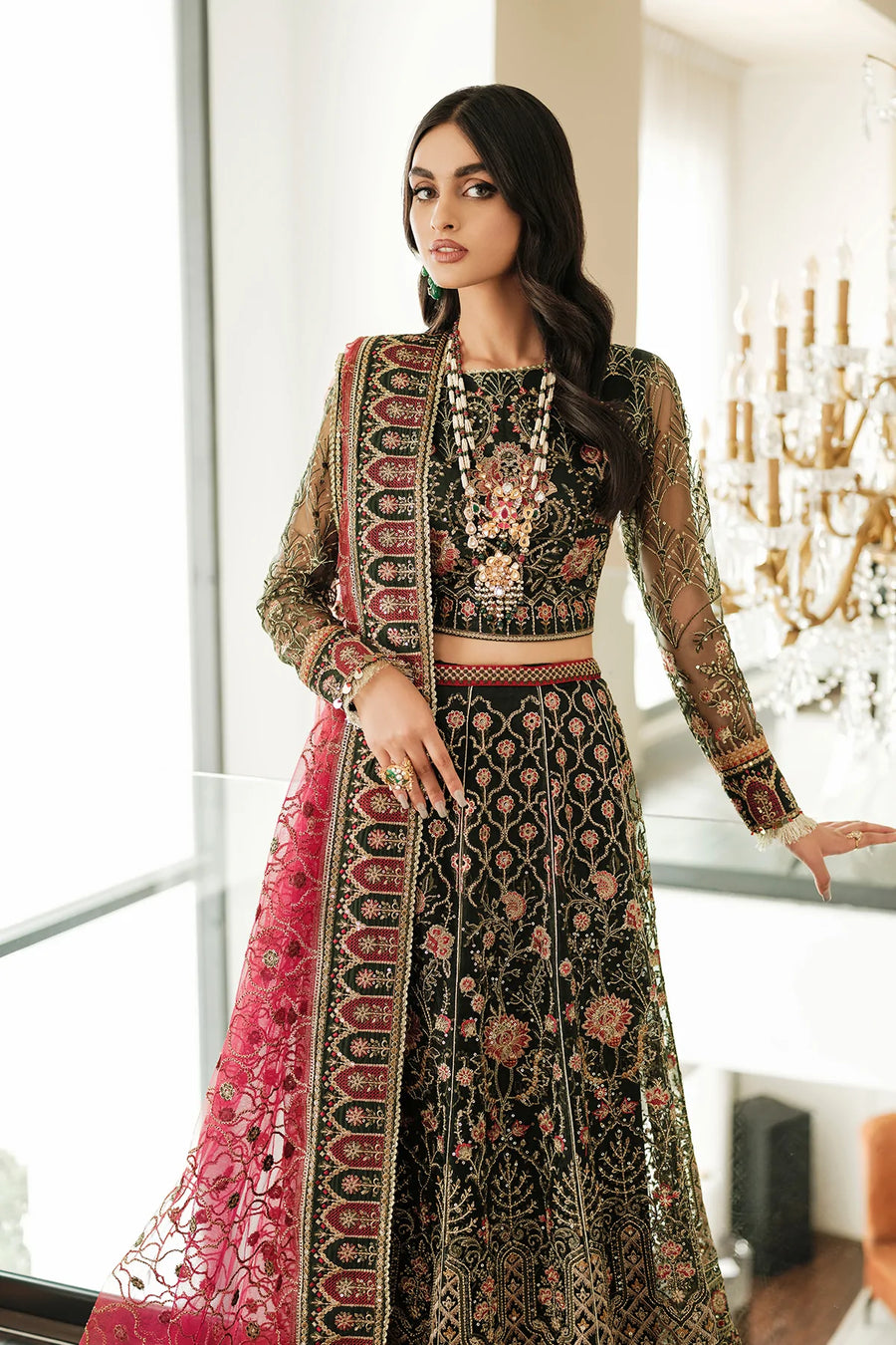 FARASHA Lueur Unstitched Embroidered Luxury Net Suit 04-ILYANA