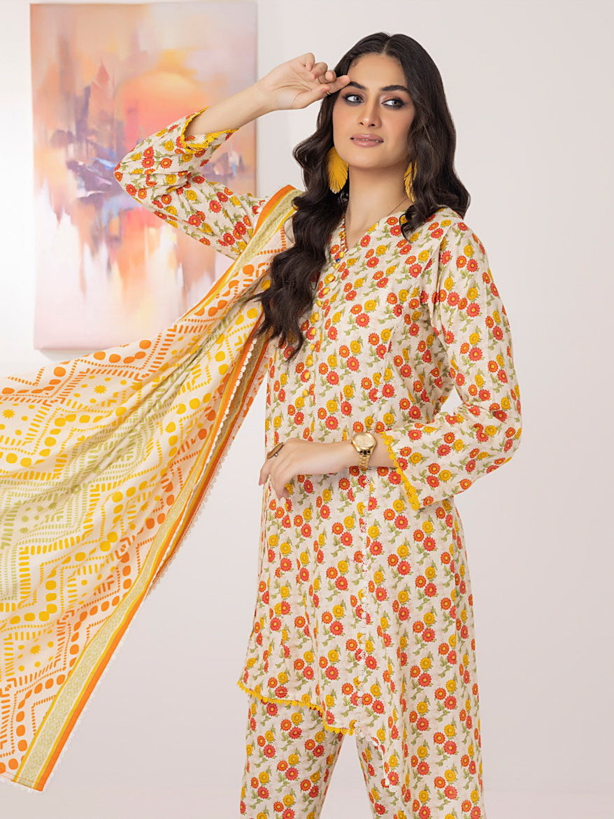 ZS Textiles Intermix Unstitched Summer Printed 3Pc Suit IM-01