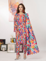 ZS Textiles Intermix Unstitched Summer Printed 3Pc Suit IM-10
