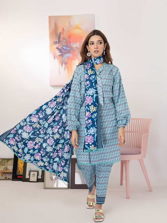 ZS Textiles Intermix Unstitched Summer Printed 3Pc Suit IM-11