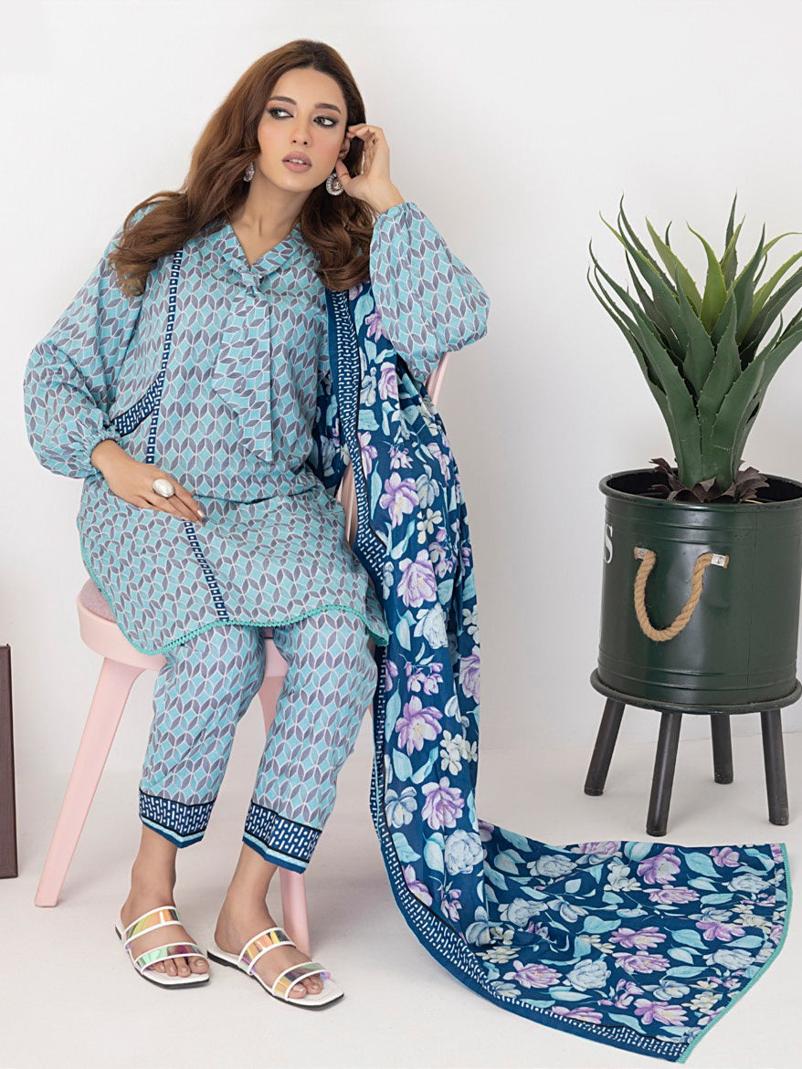 ZS Textiles Intermix Unstitched Summer Printed 3Pc Suit IM-11